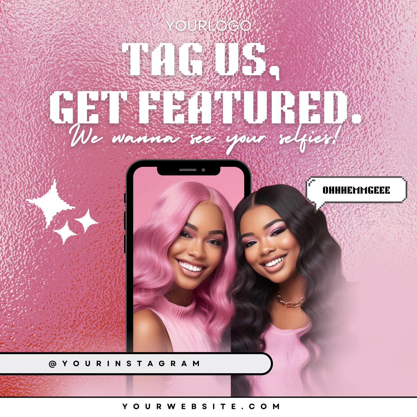 IG Hair Bundle Package PINK | BEAUTY POST | MAKEUP | HAIR | DFY | TEMPLATE | CANVA HAIR TEMPLATES